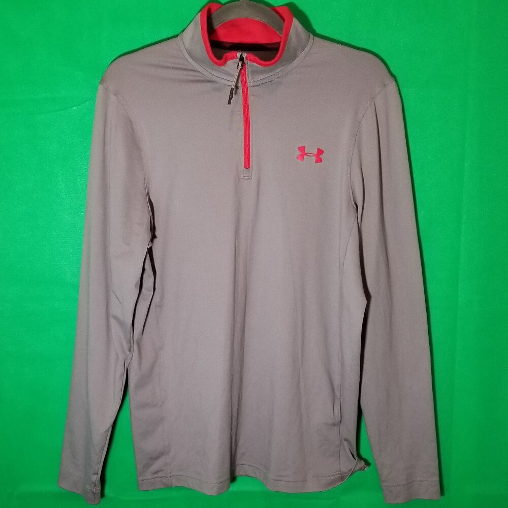 Under Armour Men Small Loose 1/4 Zip Long Sleeve‎ Heatgear Gray Gym Sports Warm